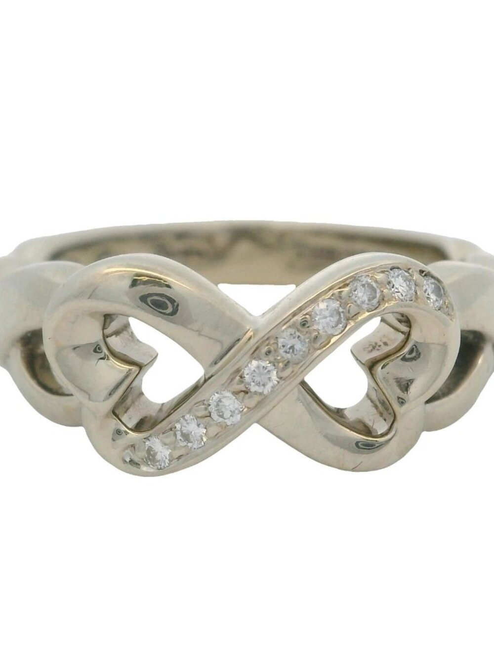 Retired Tiffany & Co Paloma Picasso 18kt Gold Diamond Heart Infinity Ring Size 6